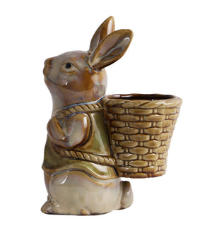 Cute rabbit holding basket decor