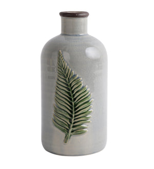 Leaf design ceramic vase with round neck