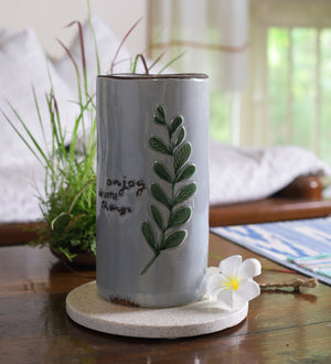 Enjoy the little things round ceramic vase