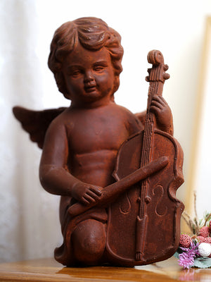 Rustic finish angel playing voilin