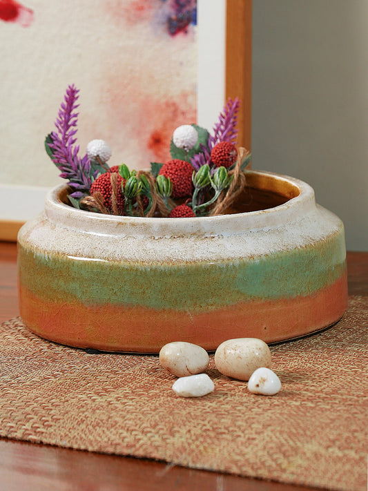 Two Tone Shallow Ceramic Vase