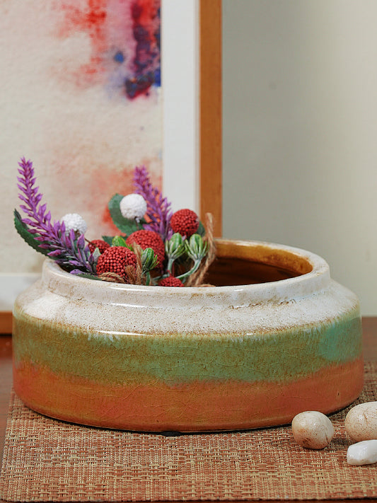 Two Tone Shallow Ceramic Vase