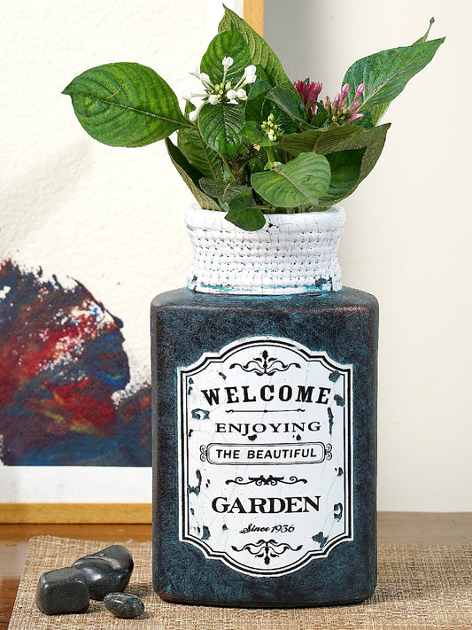 Welcome Enjoying Beautiful Garden Shallow Neck Vase