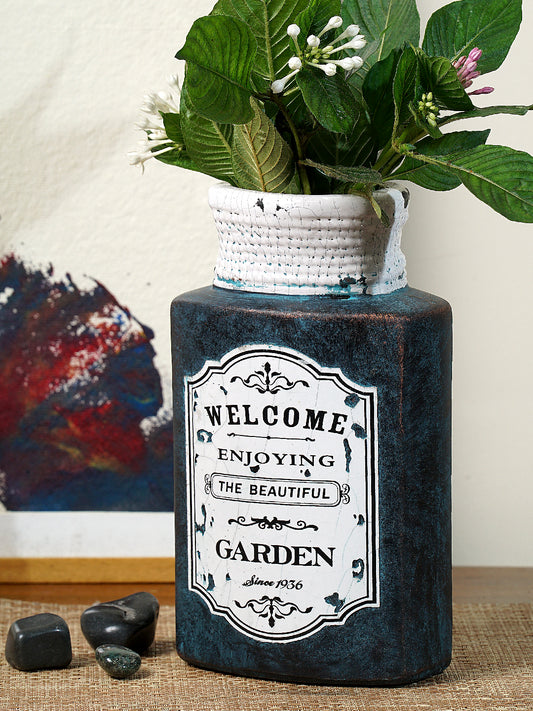 Welcome Enjoying Beautiful Garden Shallow Neck Vase