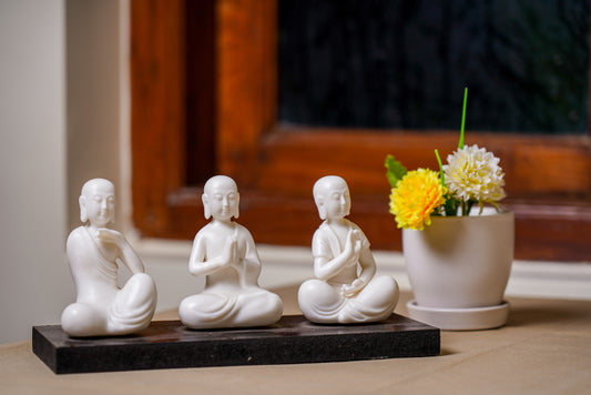 White Colored Monks Set Of Three