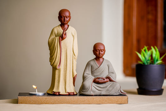 Ceramic Monks Set Of Two