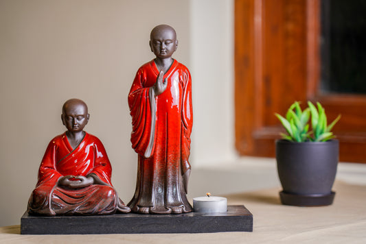 Ceramic Monks Set Of Two