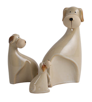Dog family shape ceramic home decor