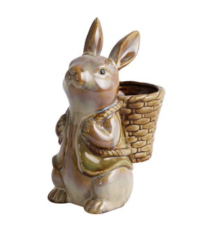 Cute rabbit holding basket decor