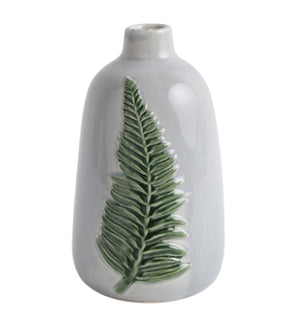 Ceramic vase with leaf design