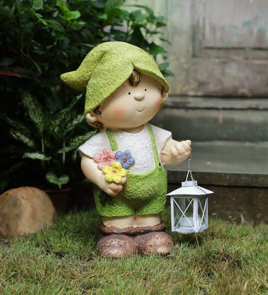 Boy Holding Lamp Decor