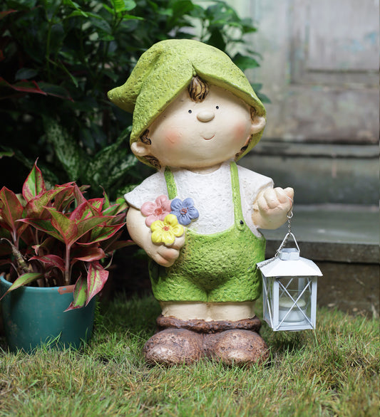 Boy Holding Lamp Decor