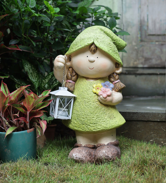 Girl Holding Lamp Decor