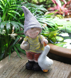 FRP Garden décor boy with duck