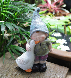 FRP Garden décor girl with duck