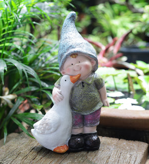 FRP Garden décor girl with duck