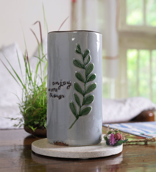 Enjoy The Little Things Round Ceramic Vase