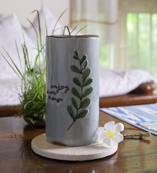 Enjoy The Little Things Round Ceramic Vase