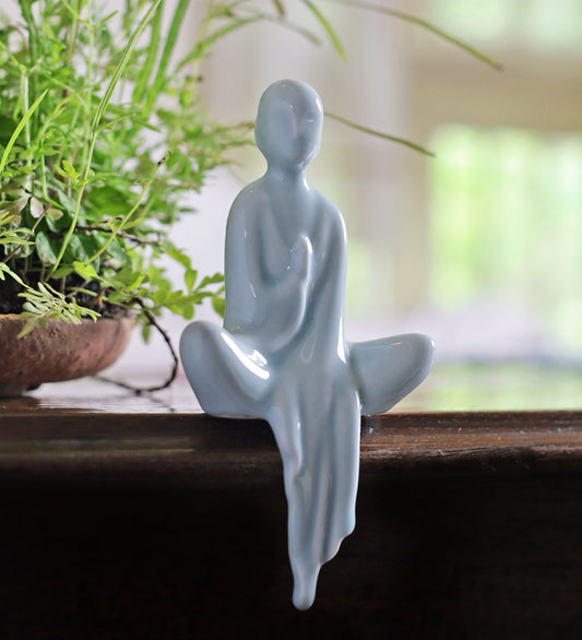 Meditating Lady In White Ceramic Home Decor