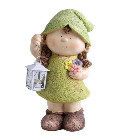 Girl Holding Lamp Decor
