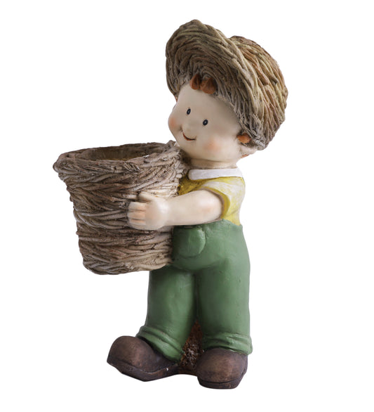 Frp Boy Holding Garden Basket