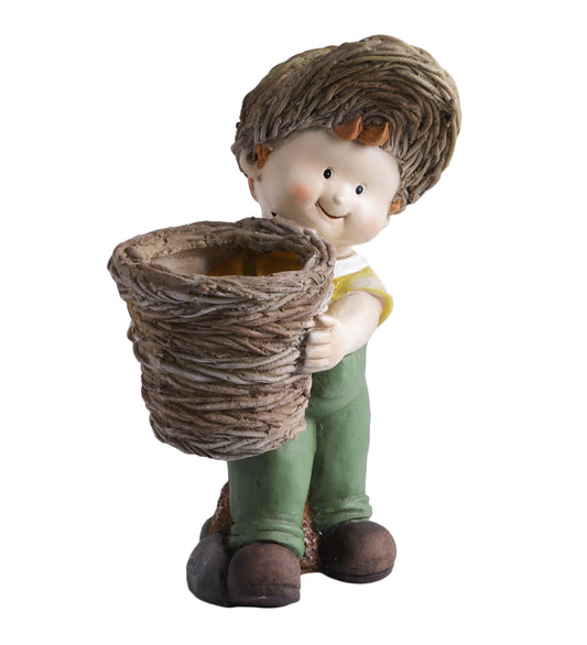 Frp Boy Holding Garden Basket