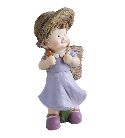 Frp Girl Holding Garden Basket