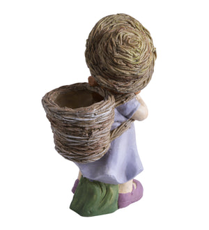 Girl holding basket decor
