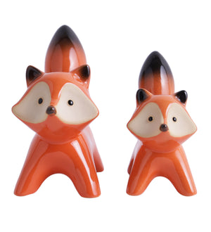 Pair of fox ceramic décor