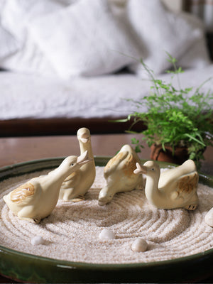 Four ducks set of four ceramic décor
