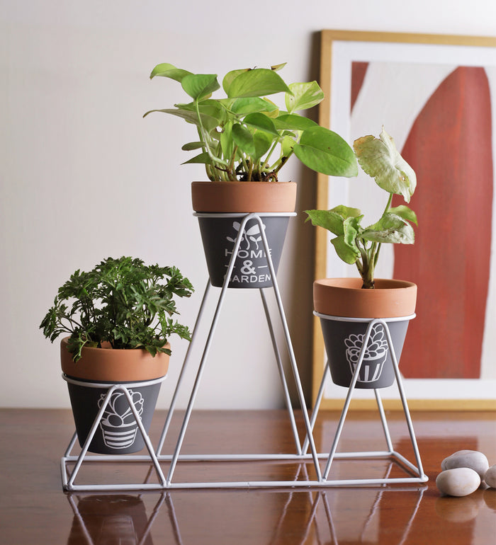 Pot holder stand with pots 7808-4