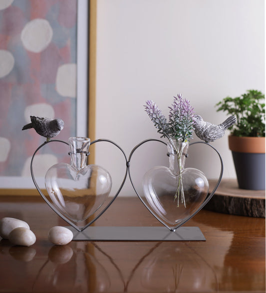 Twin Heart  And Bird Decor