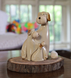 Dog family shape ceramic home decor
