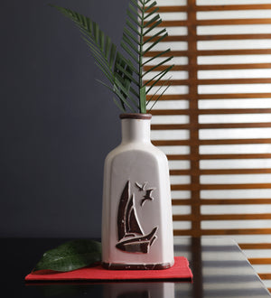 Boat medium tall ceramic vase