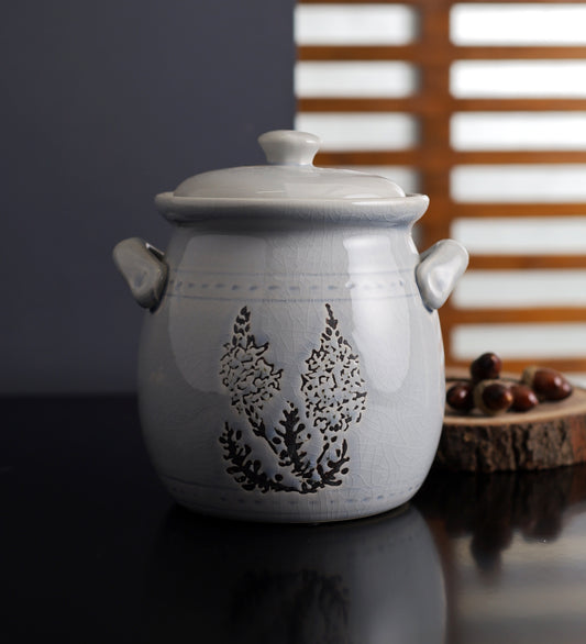 Shallow Ceramic Vase With Lid