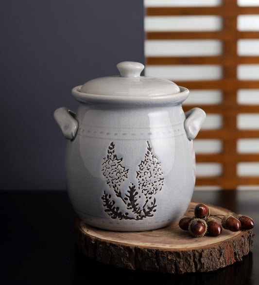 Shallow Ceramic Vase With Lid