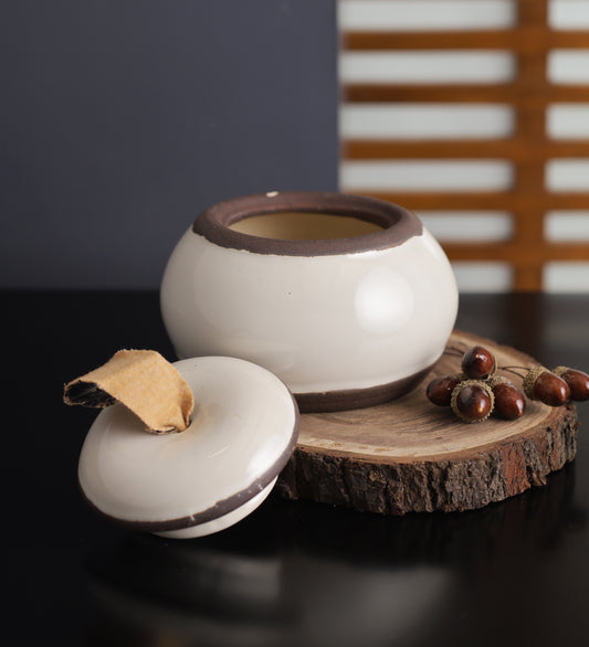 Shallow Ceramic Vase  With Lid