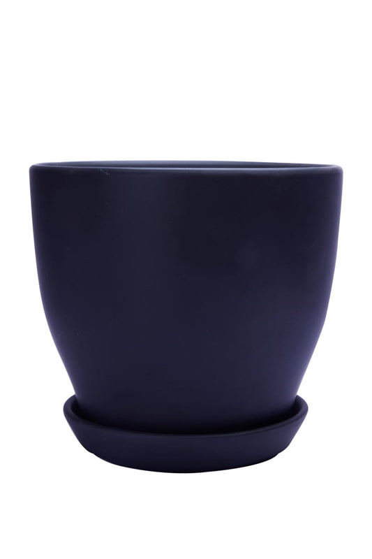 Glazed Ceramic Tabletop Planter Pot With Saucer Size 3