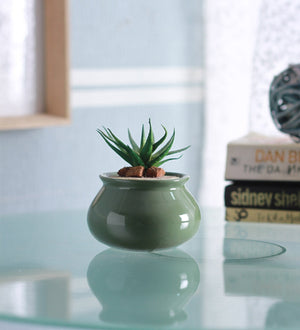 Glazed ceramic table top pot