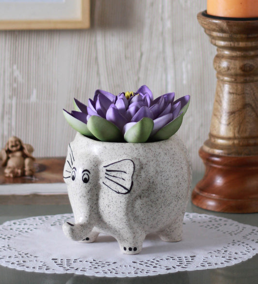 Glazed Ceramic Elephant Shape Planter