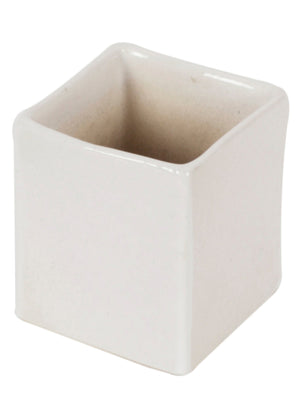 Glazed white ceramic white table top pot